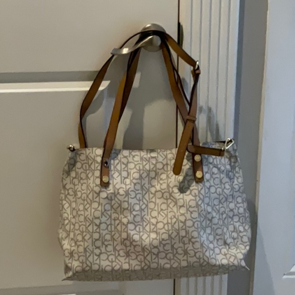 Calvin Klein White and Brown Women's Bag